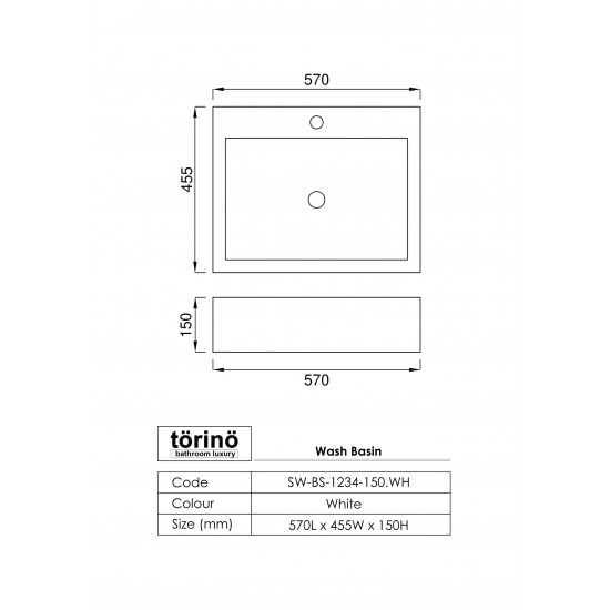 Counter Top Wash Basin SW-BS-1234-150.WH