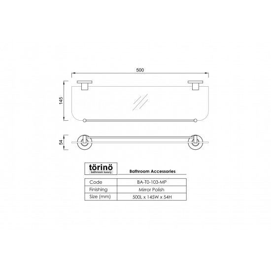 Glass Shelf with Rail BA-T0-103.MP