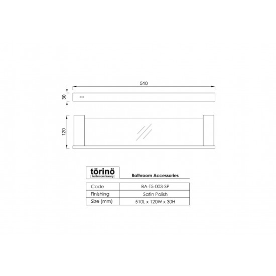 Glass Shelf with Rail BA-T5-003.SP