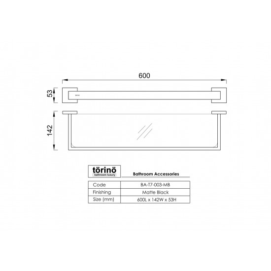 Glass Shelf with Rail BA-T7-003.MB 