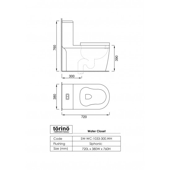 Water Closet SW-WC-1033-300.WH