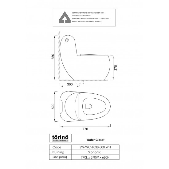 Water Closet SW-WC-1038-300.WH