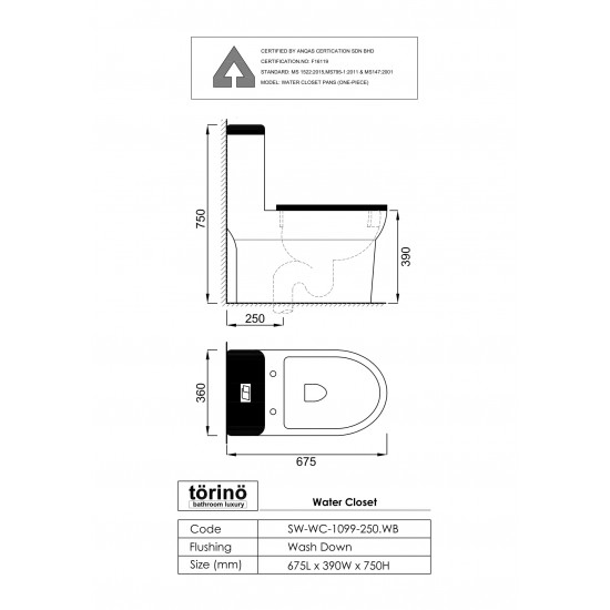 Water Closet SW-WC-1099-250.WB
